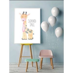 Giraffe Kids Wall Art "Stand Tall" Happy Quote